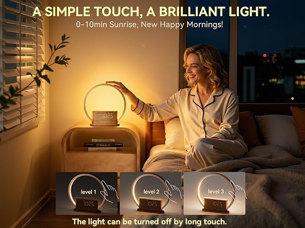 touch bedside night light clock