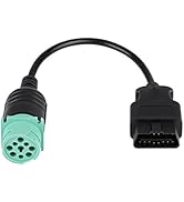 Qiilu 9 Pin to 16 Pin OBD2 Truck Diagnostic Scanner Cable Adapter J1962-J1939 for Cummins Engine(...
