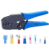 Twidec/Ratchet Crimp Pliers and 100PCS Nylon Spade Connectors Kit 22-10 Gauge Quick Disconnect Fu...
