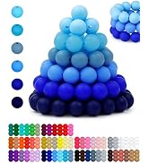 160PCS FIVEIZERO 12mm Silicone Beads for Keychain Making, Blue Mixed 6 Colors Round Silicone Bead...
