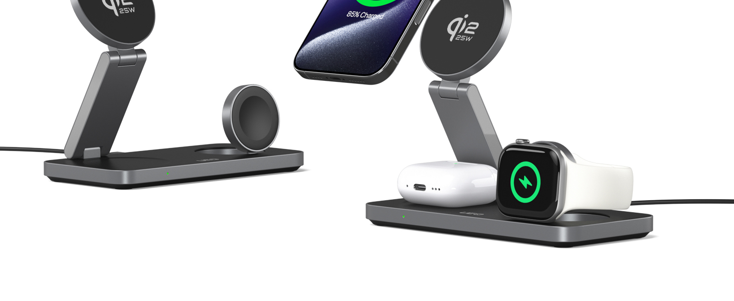 Foldable 25W 3 in 1 Magnetic Wireless Charging Station