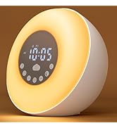 Glocusent 2×5W Stereo Sunrise Alarm Clock, Sleep Aid with Timer, 14 White Noise Tracks, 8 Color N...