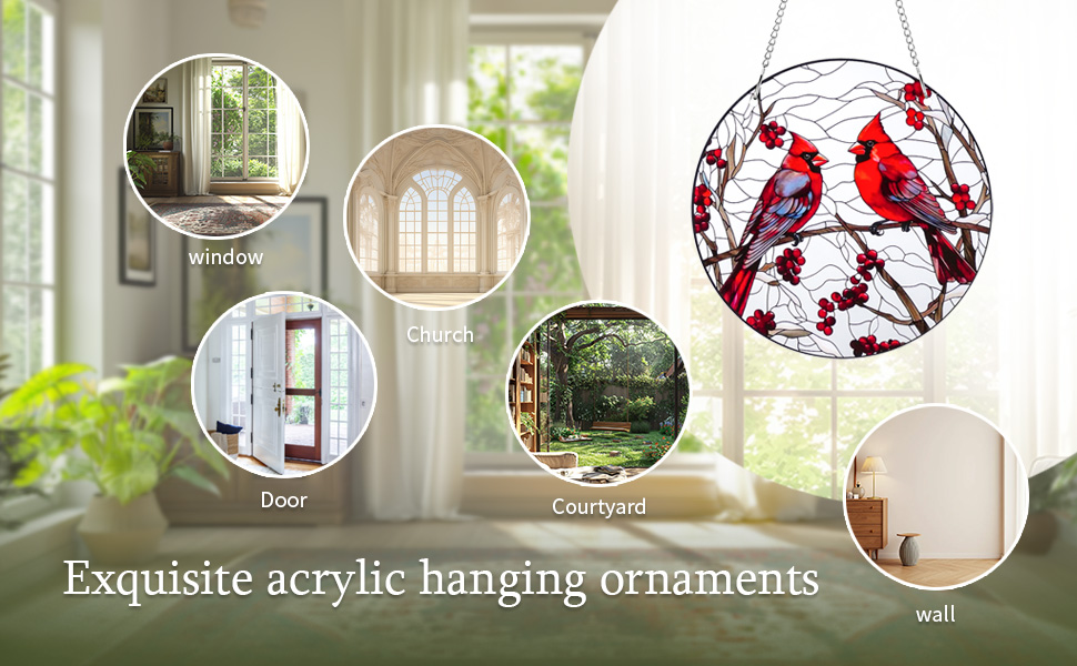 Cardinal Stained Glass Window Hangings