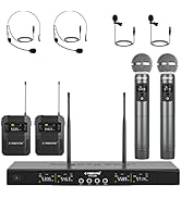 Phenyx Pro Wireless Microphone System, 4-Channel Wireless Mic Set with Handheld/Bodypack/Headset/...
