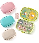 4 Pack Pill Organizer, Daily Pill Case with Lable, 8 Compartment Travel Pill Box for Pocket Purse...