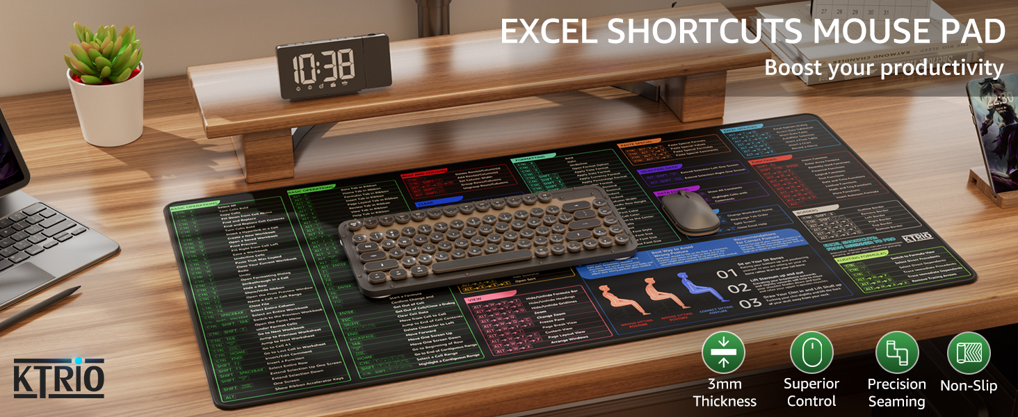 excel shortcuts mouse pad