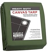 CARTMAN Finished Size 5x7 Feet Canvas Tarp with Rustproof Grommets, Heavy Duty Multipurpose Tarpa...