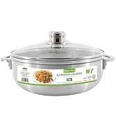 American Dream Aluminum Caldero with Tempered Glass Lid, 4.8Qt Deep Cooking Pot, Traditional Roun...