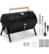 Portable Charcoal Grill Set of 12, Leonyo Tabletop Charcoal Grills, Compact Small BBQ Grill with ...