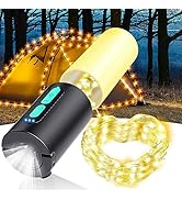 AUDLES Camping String Lights,33Ft Light with Lanterns (4 in 1 Design),Camping Lights 4000mAh Char...
