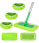 ZHAYAO 3 Pack Reusable Microfiber Mop Pads Compatible with Swiffer Sweeper Mop, Wet and Dry Flat ...