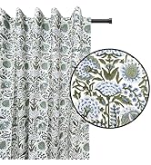 ATOSII 100% Cotton Single Panel Floral Block Print Curtain, Easy Hanging with Rod Pocket &amp; Loop, ...