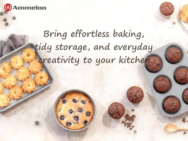 22-Piece Baking Pans Set Stackable Bakeware Set