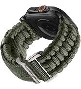 Bandletic Compatible with Apple Watch Ultra 2 Band Men, Rugged Paracord Watch Band with Solid Met...