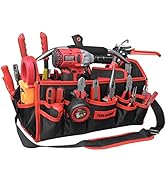 TOOLEAGUE 16 Inches Open Top Tool Tote Bag 25 Pockets,1680D Reinforced Material Tool Caddy,Tool B...