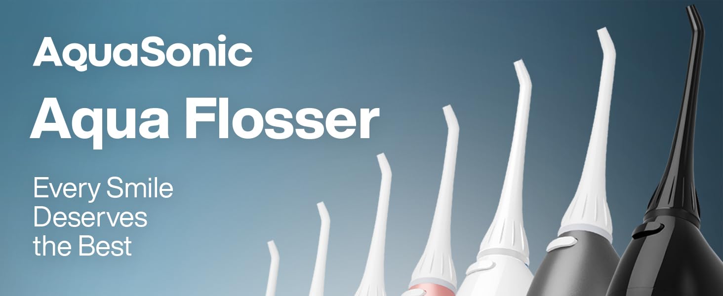 Aquasonic Aqua Flosser - Professional Rechargeable Water Flosser with 4 Tips - Oral Irrigator 