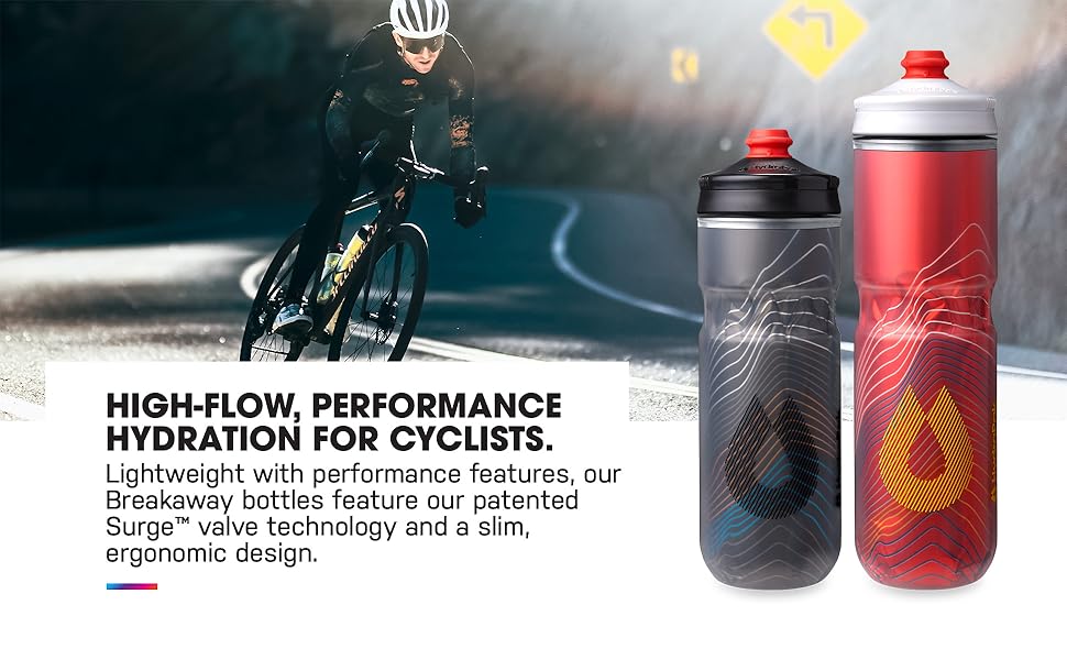 Our Breakaway bottles feature our patented Surge valve technology and a slim, ergonomic design.