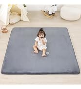 PAPAMAT 1.3" Thick Baby Floor Play Mat 50x50, Basic Padded Foam Mat for Tummy Time Crawling, Non ...