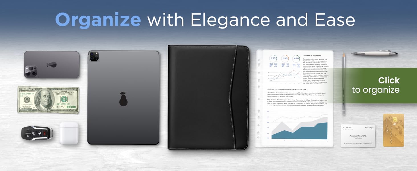 small business essentials, portfolio binder, leather portfolio for men, padfolio for women