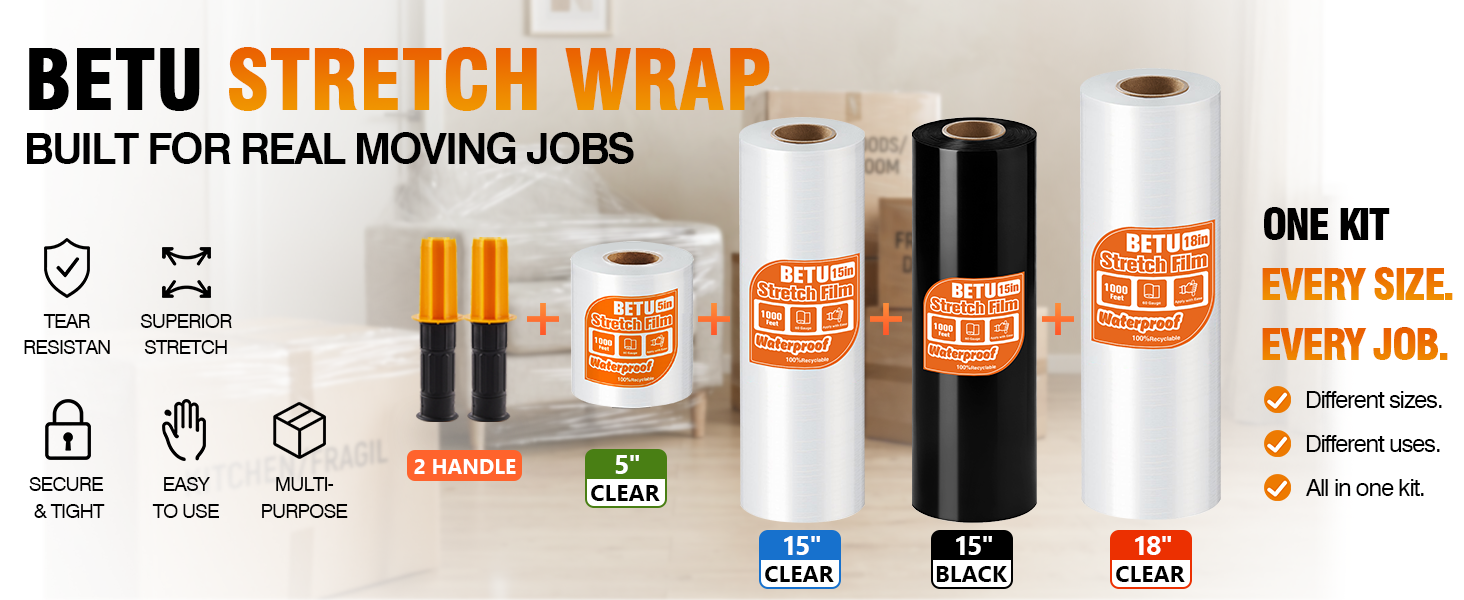 Plastic Stretch Film Shrink Stretch Wrap Moving Supplies Packing Shipping Pallet Boxes Dorm college 