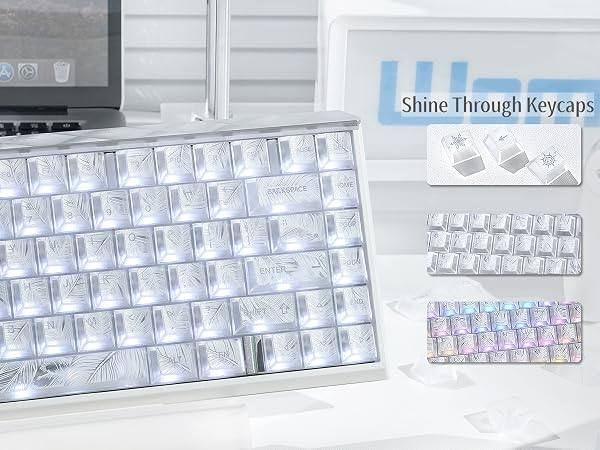 Clear Keycaps, Shine-Through Keycaps, Jelly Keycaps Cherry Profile Keycaps for Mechanical Keyboard