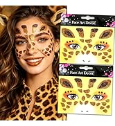 Glitter Giraffe Face Glitter Stickers, Temporary Animal Face Art Decals, Self-Adhesive Sparkly Gi...
