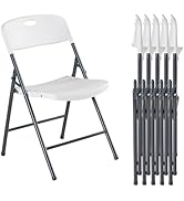 DUMOS 6 Pack Folding Chairs Heavy Duty with Ergonomic Back - Plastic Stackable Portable Dining Ch...