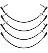 GOGHOST 12 Inch Guitar Patch Cables 4 Pack, 1/4" TS Right Angle Effect Pedal Flat Cables, Pedal B...