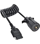 Oyviny 7 Way Round to 5 Way Flat Coiled Trailer Plug Adapter Plug &amp; Play Trailer RV Blade Vehicle...