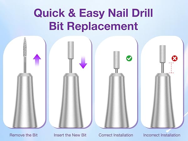 Electric Nail Drill Quick and Easy Bit Replacement Guide Correct Installation Beginner Friendly