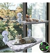 2 Pack Cat Window Perch, Glow in The Dark Cat Window Hammock with Large Suction Cups Window Resti...