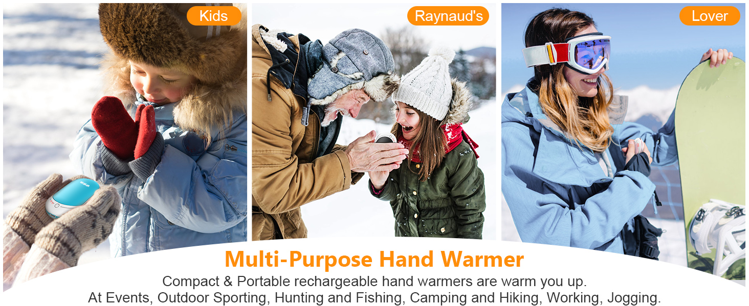 rechargeable hand warmer for outdoor sporting events, hunting fishing camping hiking working goft