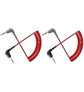 GINTOOYUN 2PCS 3.5mm TRS to TRRS Adapter Micphone Cable SC7 Cord Coiled Audio Wire Micphone Lead ...