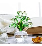 QFkris Crystal Flower Dreams Four-Leaf Clover Figurine Collectibles for St. Patrick's Day Gift, 3...