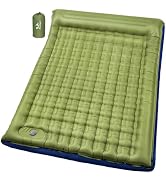 Pretyw Double Sleeping Pad for Camping - 5.5" Ultra-Thick Camping Mattress with Pillow, Built-in ...