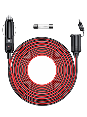 Cigarette Lighter Male Plug to Female Socket Extension Cable