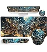 LIMKRIAN Mouse Pad Set Large Desk Matt for Desktop, Ergonomic Mouse Pad with Wrist Rest for Desk,...