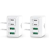 [2-Pack] USB C Charger Block, USB C Wall Charger 40W 4-Port Fast Charging Block PD Power Adapter ...