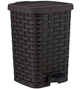 Superio Small Wicker Step On Trash Can with Foot Pedal – Outdoor and Indoor Brown 6 qt Trash Can,...