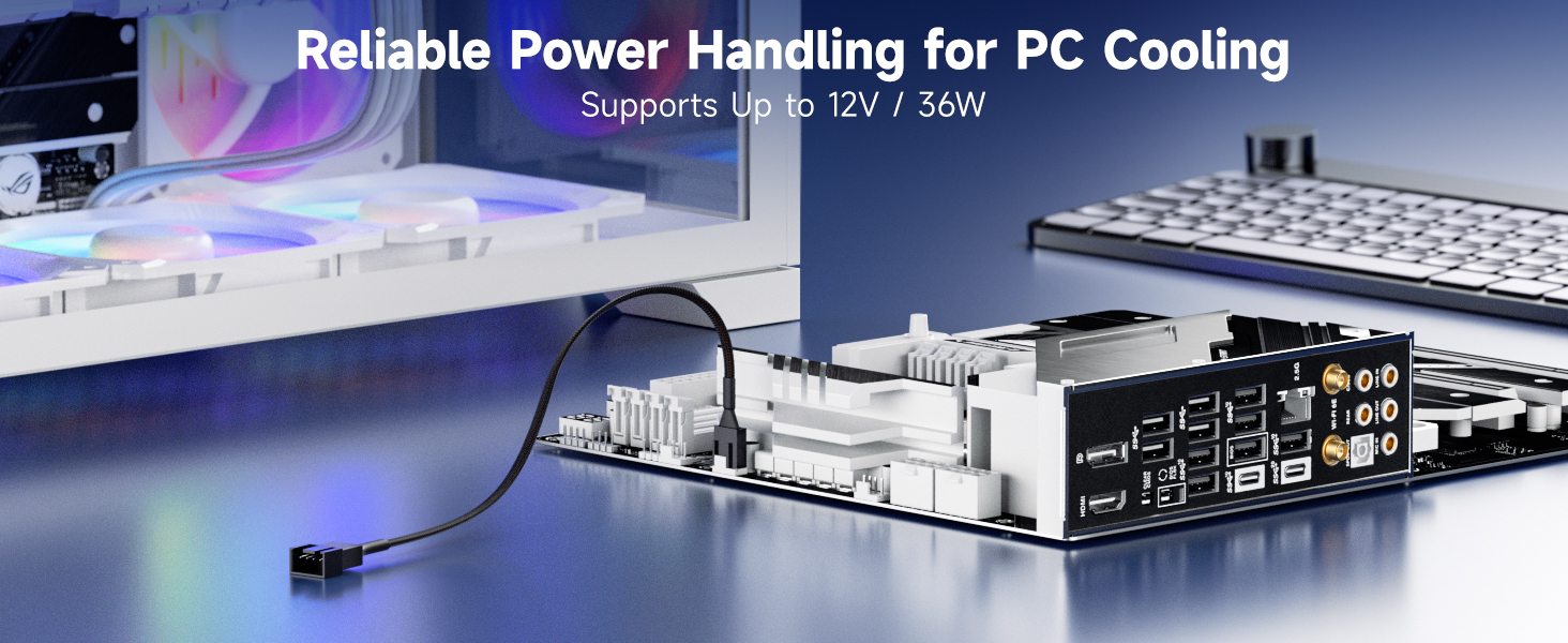 Sleeved PWM extension cables for clean PC builds and optimized airflow in desktops