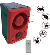 HULPPRE Solar Outdoor Motion Sensor Alarm Dog Barking&amp;Gunshot Sound ,Support Recording&amp;±Volume,13...