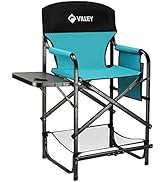 VILLEY Camping Chairs, Folding Directors Chair, Makeup Artist Tall Chair with Side Table, Foot Re...