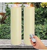 Warmhere 14" x 4" Large Outdoor Candles with Timer Waterproof, Remote Control Flickering Flameles...