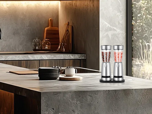 electric salt and pepper grinder set stainless steel