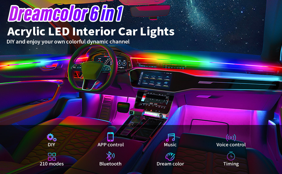 Dreamcolor Acrylic Interior Car LED Strip Light