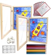 [2-Pack] Kids Art Frame – 8.5 x 11 Front Opening Kids Artwork Frames Changeable with 12 Color Pen...