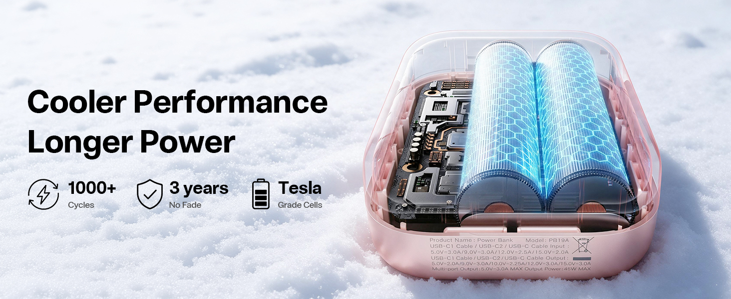 Compact 10000mAh mini power bank built with upgraded premium cylindrical battery cells