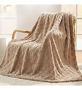 SUPRYNEX Brown Checkered Fleece Throw Blanket for Couch, Super Soft Cozy Blanket for Home Decor, ...
