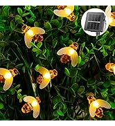 Solar Bee String Lights Outdoor 31FT 50 LED Honeybee Fairy Lights with 8 Lighting Modes, Waterpro...