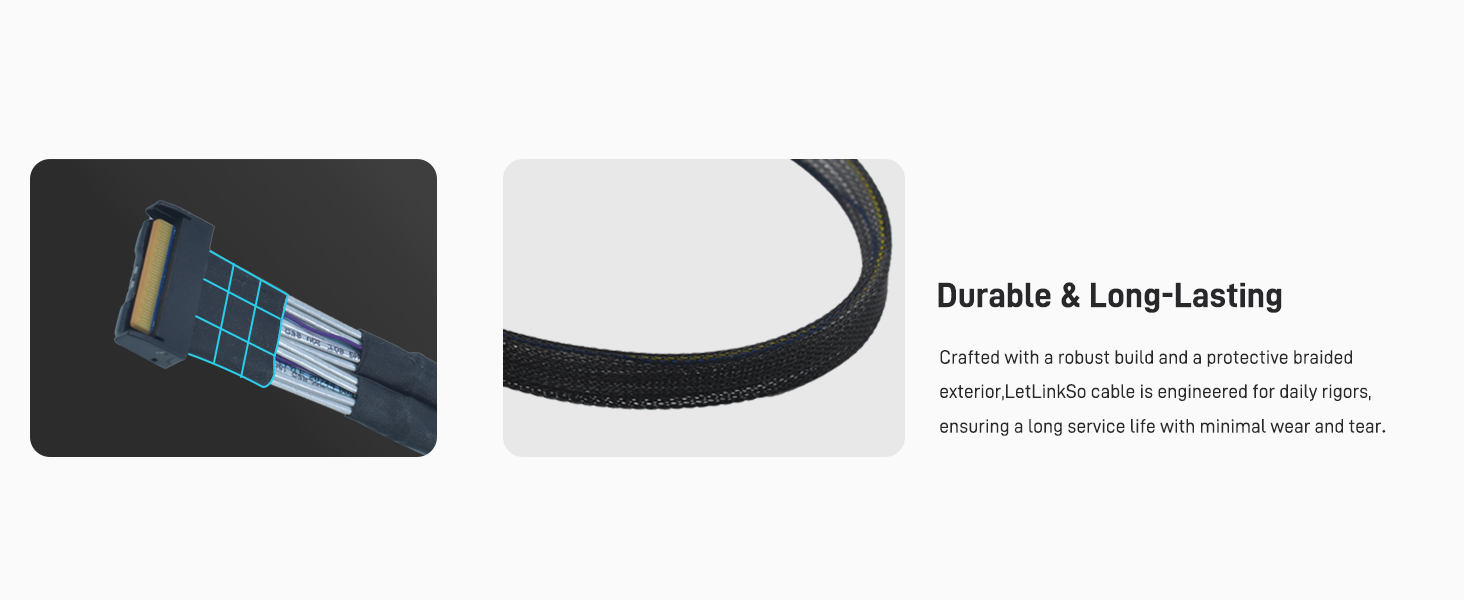 LetLinkSo PCIe 5.0 MCIO x8 to U.2 SFF-8639 8i NVMe SSD Cable Gen5 Adapter 5